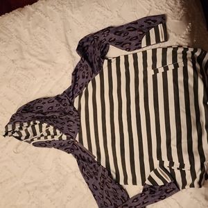 NWOT Double Hooded Striped and Leapord Pullovers w thumb holes in sleeves